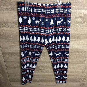 CowCow Womens 3XL Christmas Leggings Blue NEW